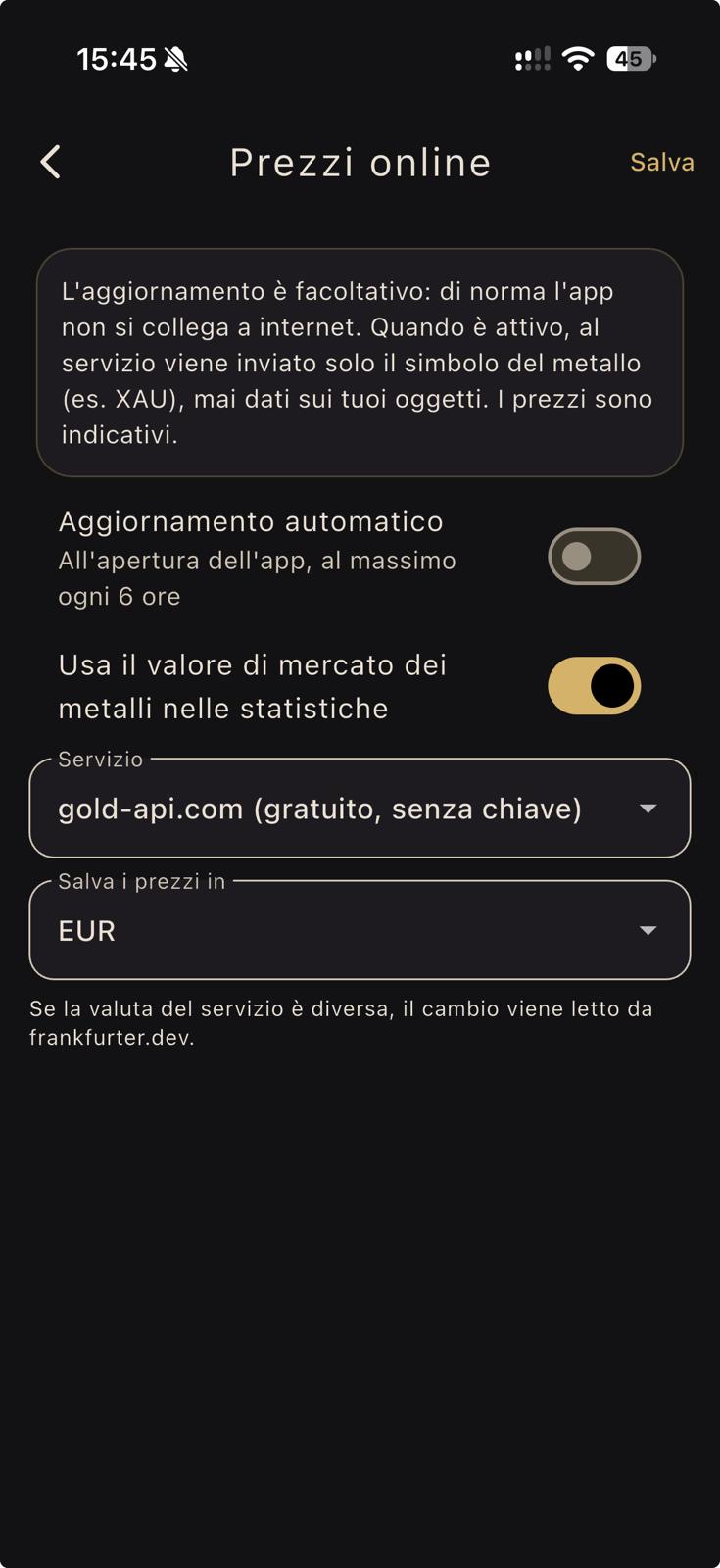 Quotazioni Metalli Preziosi Online