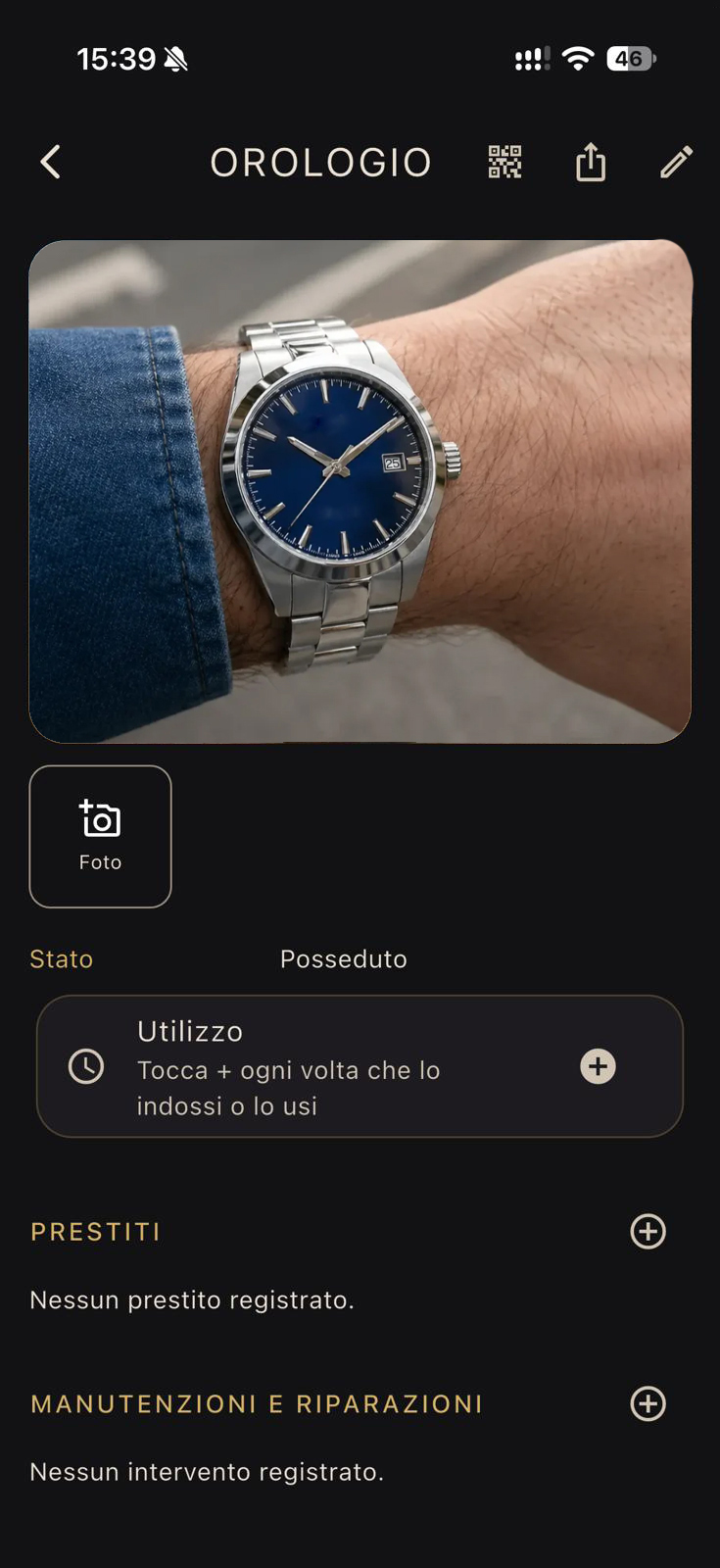 Scheda Orologio con Utilizzi e Manutenzioni